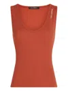 Karl Lagerfeld Ribbed V-neck Tank Top In Orange