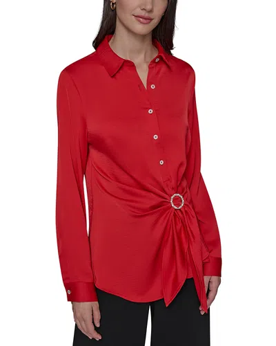 KARL LAGERFELD RING TIE FRONT BLOUSE