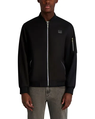 Karl Lagerfeld Ripstop Arm Pocket Bomber Jacket In Black