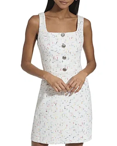 Karl Lagerfeld Roadmap Tweed Dress In Soft White Mutli