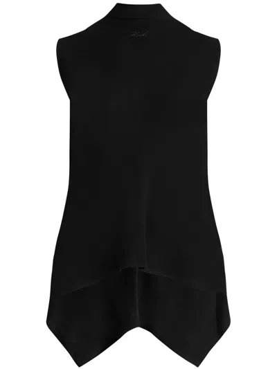 Karl Lagerfeld Roll Neck Sleeveless Blouse In Black