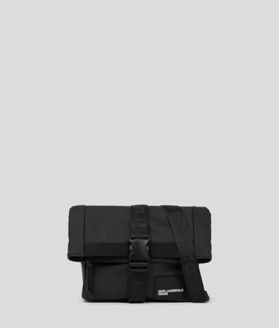 Karl Lagerfeld Roll Top Crossbody Bag In Black