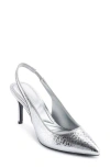 Karl Lagerfeld Rosalyn Pointed Toe Slingback Pump In Silver