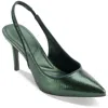 Karl Lagerfeld Rosalyn Womens Metallic Leather Slingback Heels In Green