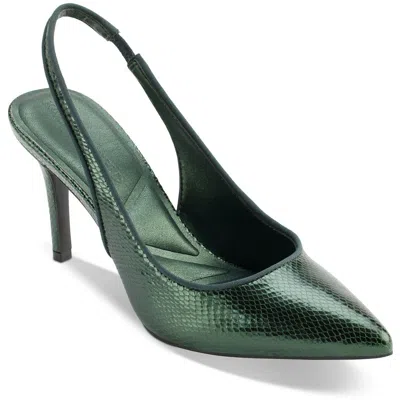 Karl Lagerfeld Rosalyn Womens Metallic Leather Slingback Heels In Forest Green
