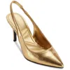 Karl Lagerfeld Paris Rosalyn Snakeskin Embossed Pointed Toe Pump In Gold