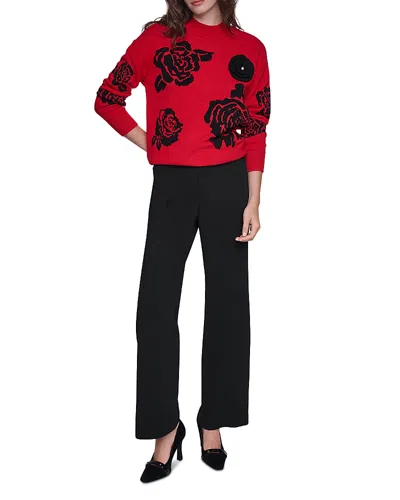 Karl Lagerfeld Rose Crewneck Sweater In Red