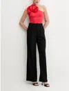 Karl Lagerfeld Rose-embellished One-shoulder Top In Red