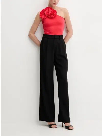 Karl Lagerfeld Rose-embellished One-shoulder Top In Red