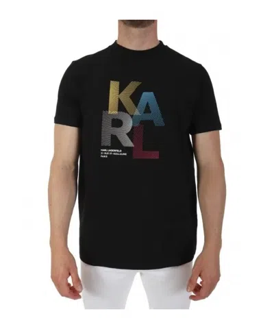 Karl Lagerfeld Round Collar Logo T-shirt In Black