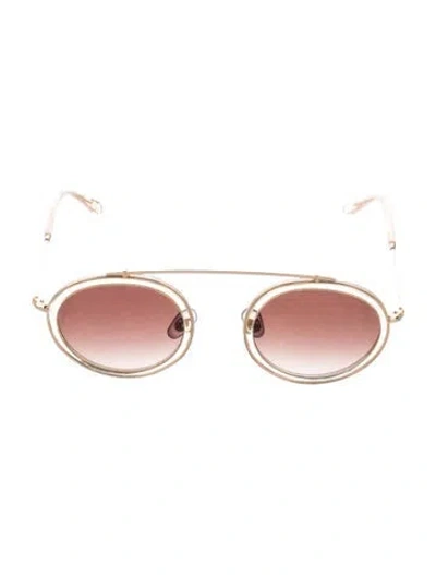 Pre-owned Karl Lagerfeld Round Gradient Sunglasses In Gold