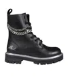 Karl Lagerfeld Chain-link Leather Ankle Boots In Black