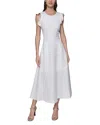 Karl Lagerfeld Round Neck Midi Dress In Soft White
