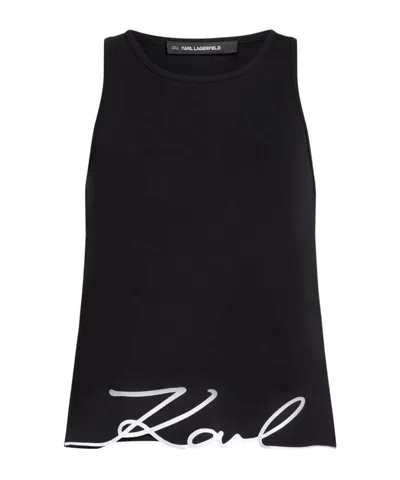 Karl Lagerfeld Round Neck Sleeveless Vest In Black