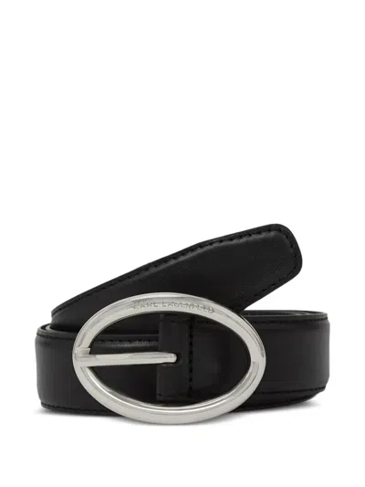 Karl Lagerfeld Rounded Buckle Belt In Black