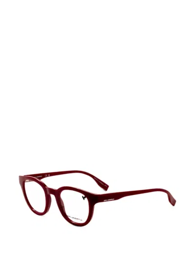 Karl Lagerfeld Round-frame Glasses In Burgundy