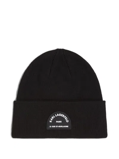 Karl Lagerfeld Rsg Beanie In Black