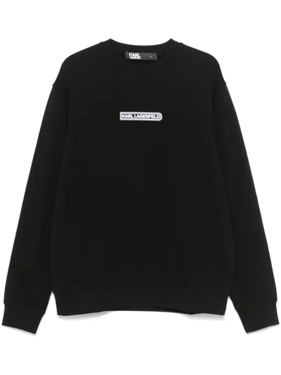 Karl Lagerfeld Rubberised-logo Sweatshirt In Black