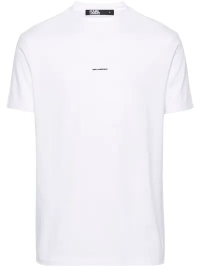 Karl Lagerfeld Rubberised-logo T-shirt In White