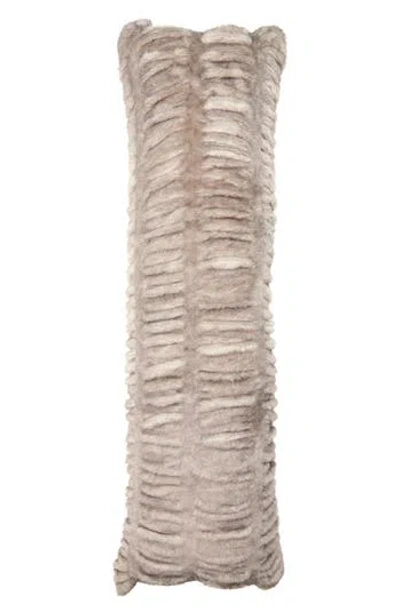 Karl Lagerfeld Ruched Faux Fur Pillow In Brown