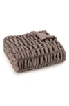 Karl Lagerfeld Ruched Faux Fur Throw Blanket In Brown