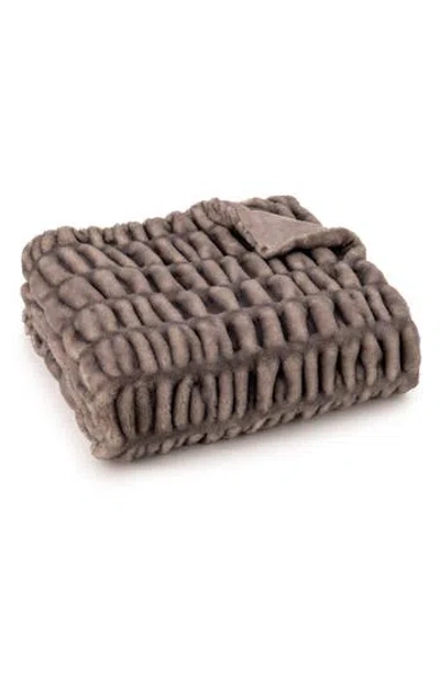 Karl Lagerfeld Ruched Faux Fur Throw Blanket In Brown