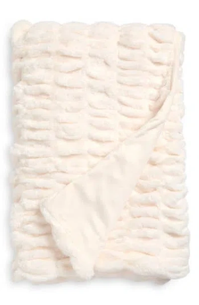 Karl Lagerfeld Ruched Faux Fur Throw Blanket In White