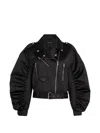 Karl Lagerfeld Ruched Satin Bomber Jacket In Black