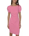 Karl Lagerfeld Ruched Sleeve Sheath Dress In Pink