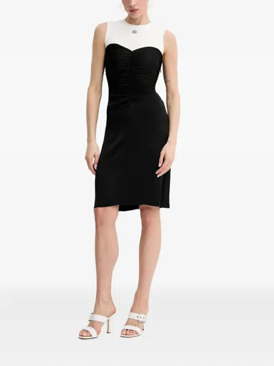Karl Lagerfeld Ruching-detail Sleeveless Dress In Black