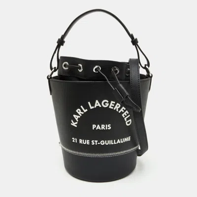 Pre-owned Karl Lagerfeld Rue St- Guillaume Black Leather Bucket Bag