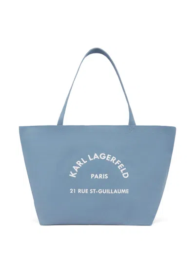 Karl Lagerfeld Rue St-guillaume Canvas Tote Bag In Blue