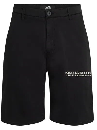 Karl Lagerfeld Logo-print Cotton Chino Shorts In Black