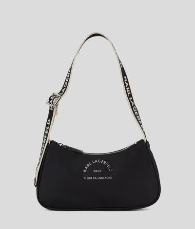 Karl Lagerfeld Rue St-guillaume Metal Logo Shoulder Bag In Black