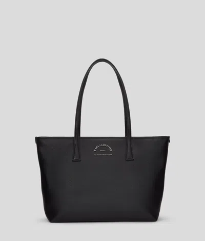 Karl Lagerfeld Rue St-guillaume Metal Tote Bag In Black