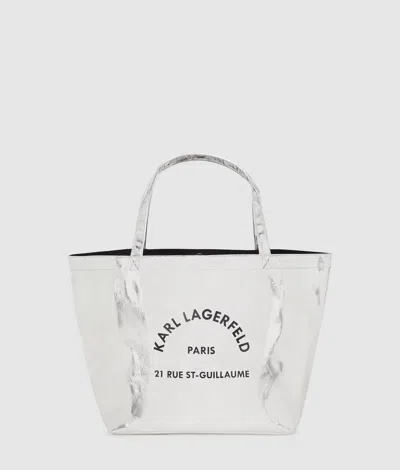 Karl Lagerfeld Rue St-guillaume Metallic Shopper In Silver