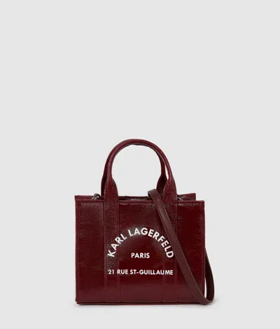 Karl Lagerfeld Rue St-guillaume Mini Coated Tote Bag In Burgundy