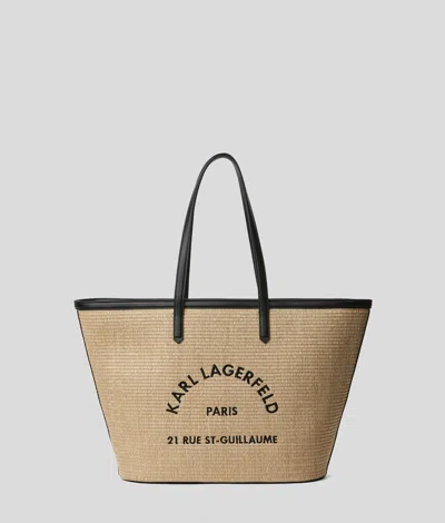 Karl Lagerfeld Rue St-guillaume Raffia Tote Bag In Brown
