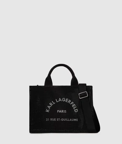 Karl Lagerfeld Rue St-guillaume Rhinestone Tote Bag In Black