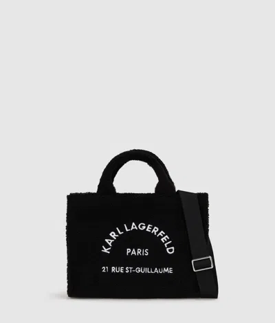 Karl Lagerfeld Rue St-guillaume Shearling Tote Bag In Black