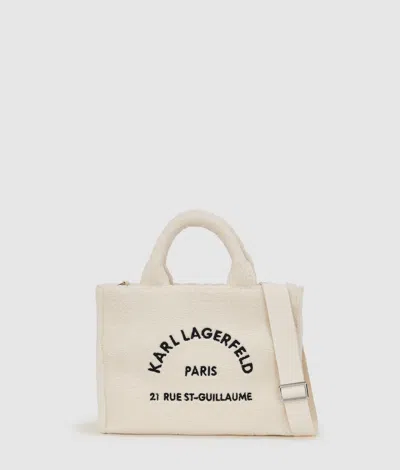 Karl Lagerfeld Rue St-guillaume Shearling Tote Bag In Sand