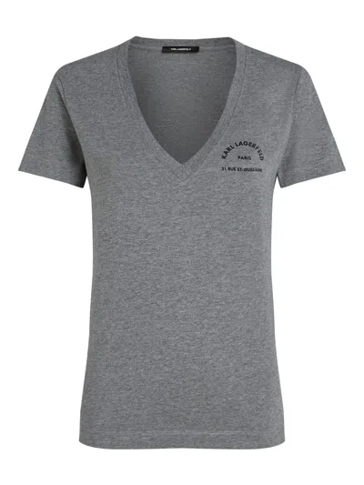 Karl Lagerfeld Rue St-guillaume T-shirt In Grey