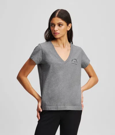 Karl Lagerfeld Rue St-guillaume V-neck T-shirt In Gray