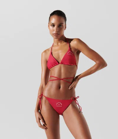 Karl Lagerfeld Rue St-guillaume Wrap-around Triangle Bikini Top In Red