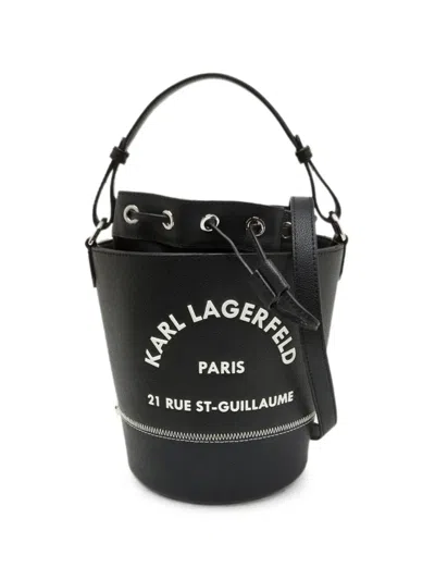 Pre-owned Karl Lagerfeld Rue St-guillaume Bucket Bag In Black