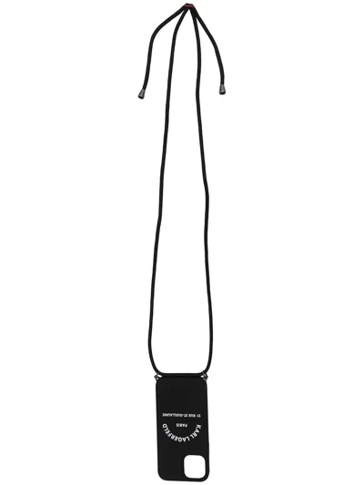 Karl Lagerfeld Rue St-guillaume Iphone 12/12 Pro Neck-strap Case In Black