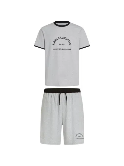 Karl Lagerfeld Rue St-guillaume Short Pajama Set In Gray