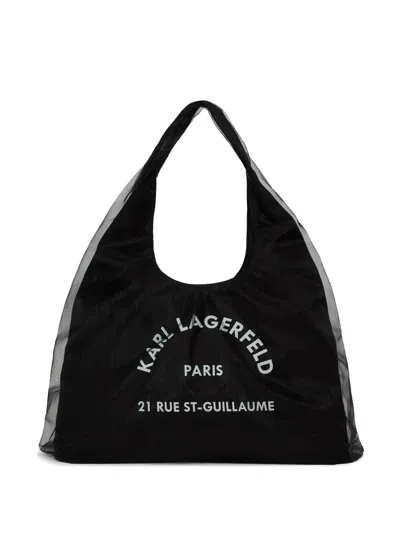 Karl Lagerfeld Rue St-guillaume Sling-mesh Tote Bag In Black