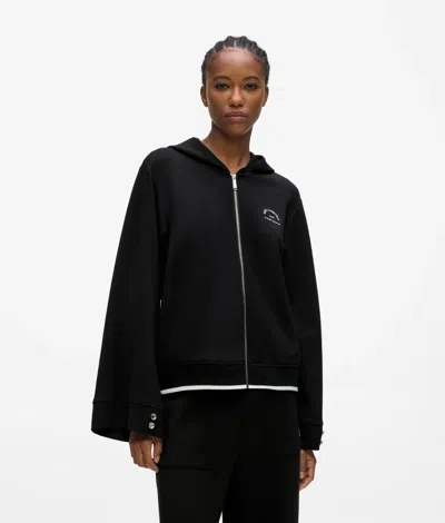 Karl Lagerfeld Rue St-guillaume Zip-up Hoodie In Black