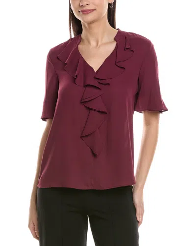 Karl Lagerfeld Ruffle Blouse In Burgundy